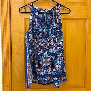 Rose & Olive Paisley Blue Summer Tank Top - XS